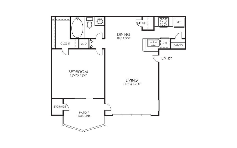 floor plan for a two bedroom apartment at The Pearce on  Lake